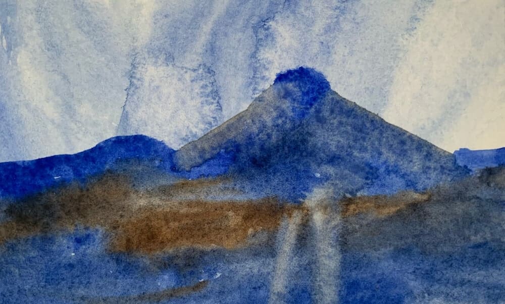 Sugar Loaf Peak watercolor of mountains by Vivian Wagner