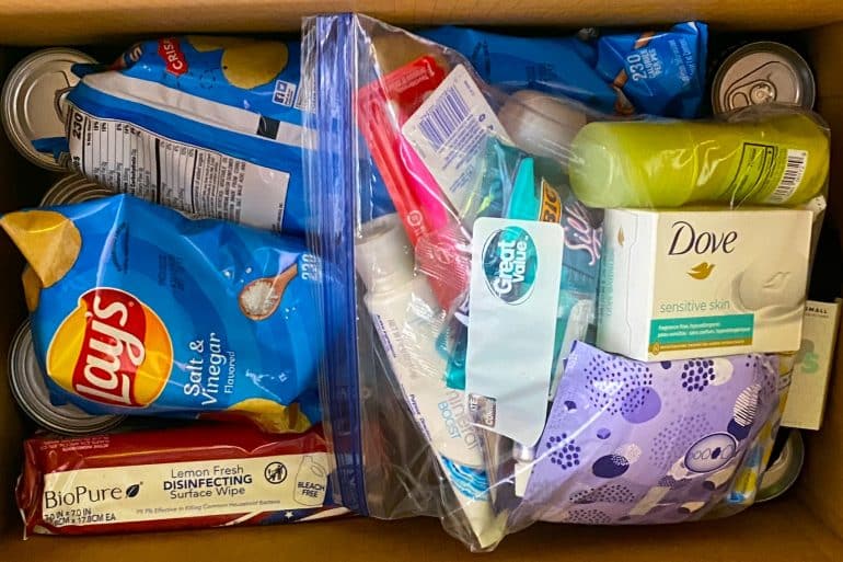 Photo-of-box-of-toiletries-and-snacks-as-relief-package-at-GEM